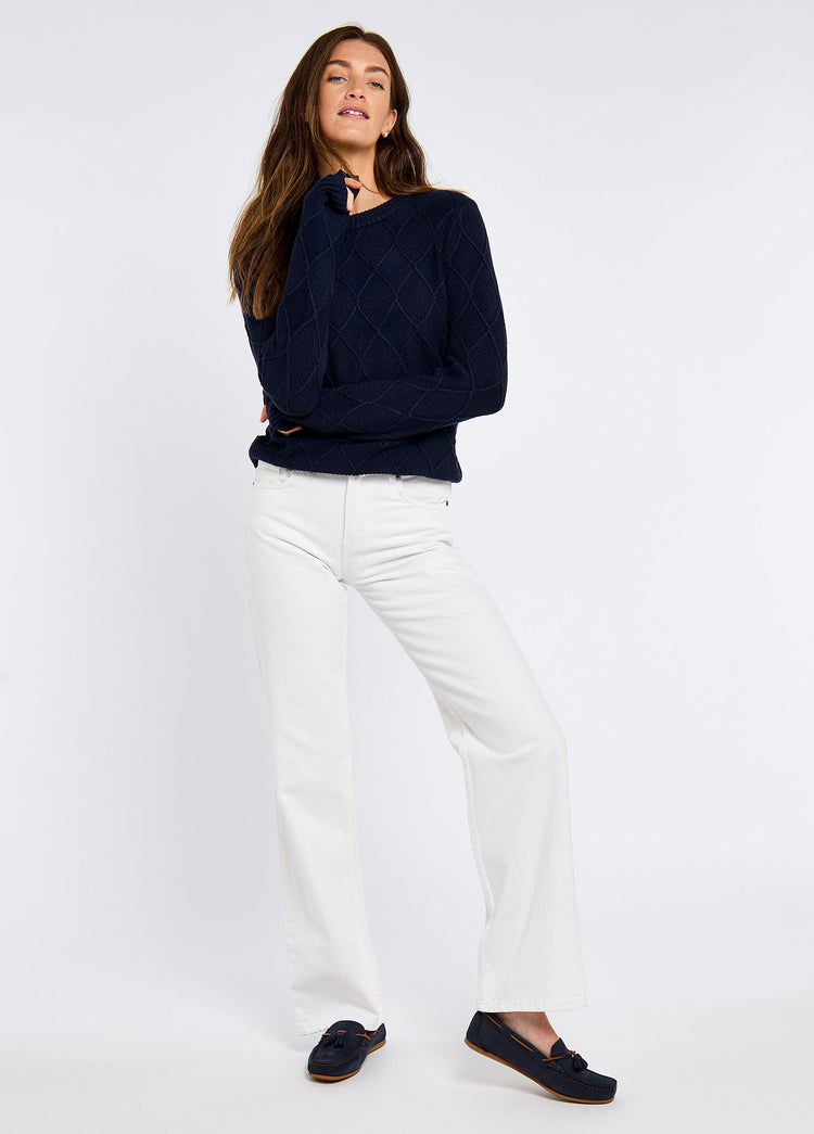 Banteer Women’s Cable Knit Crew Neck - Navy