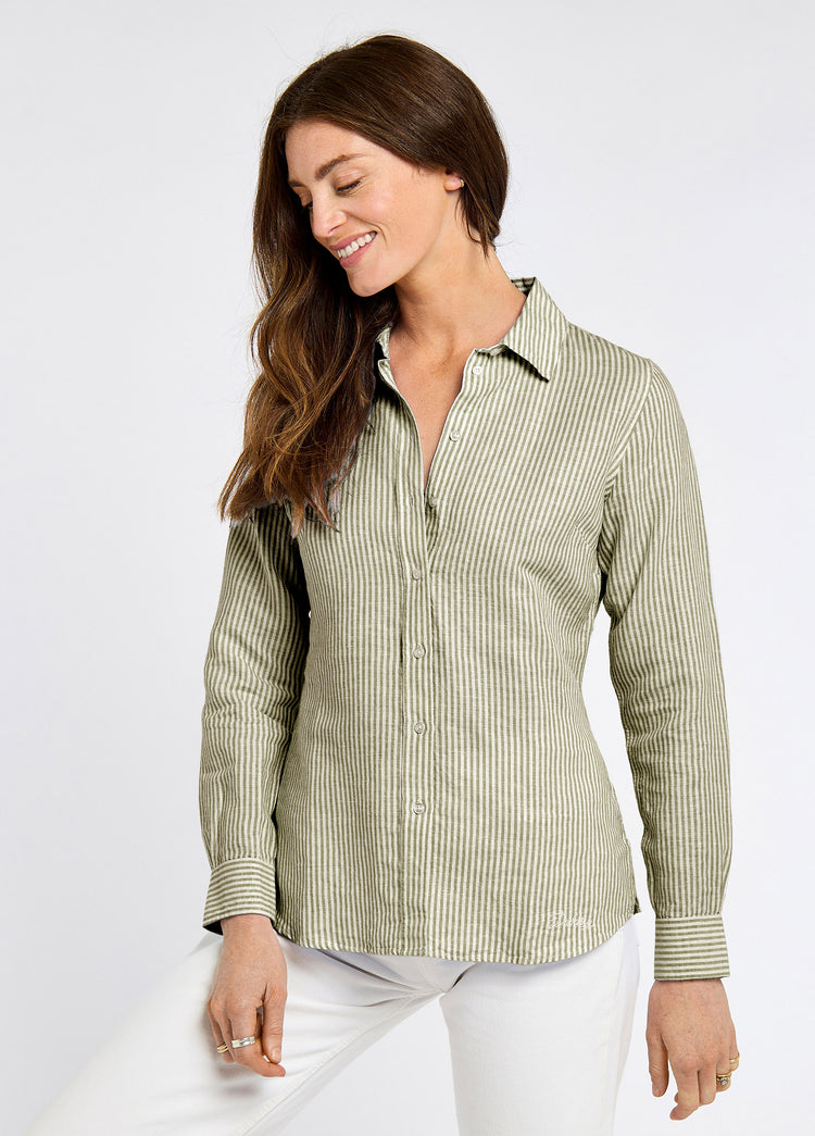 Butterfly Women’s Long Sleeve Linen Shirt - Khaki