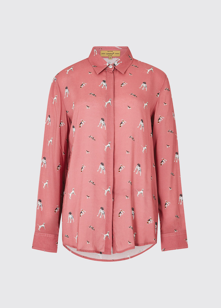 Daphne Hound Print Shirt - Ruby Red