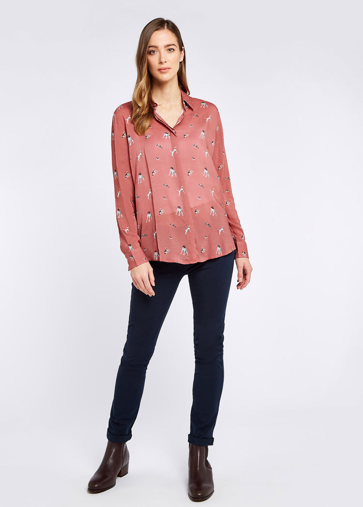 Daphne Hound Print Shirt - Ruby Red
