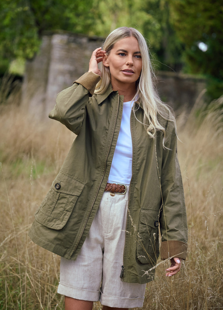 Delaney Women's Wax Cotton Utility Jacket - Dusky Green