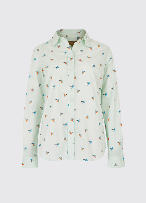 Firefly Ladies Kingfisher Print Shirt - Pale Blue