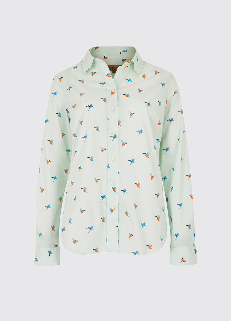 Firefly Ladies Kingfisher Print Shirt - Pale Blue