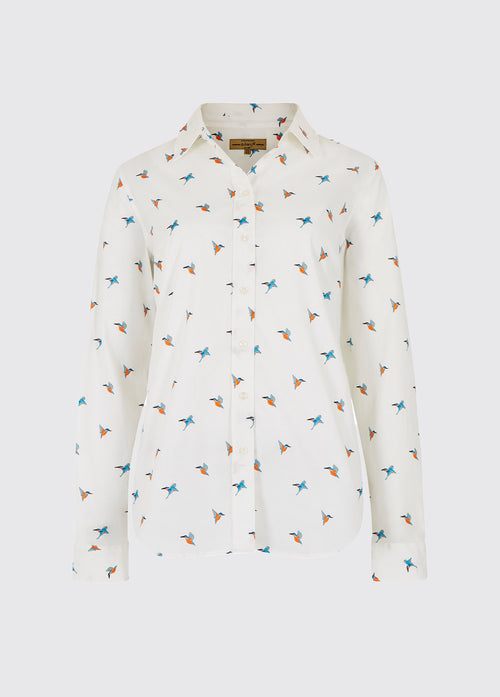 Firefly Ladies Kingfisher Print Shirt - White