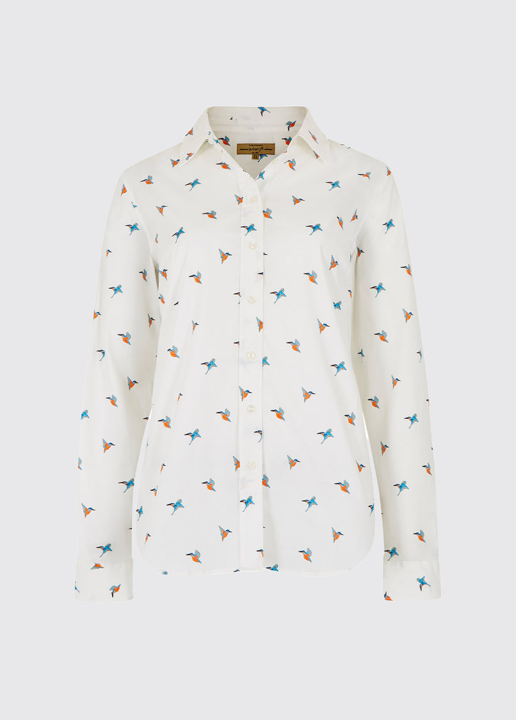 Firefly Ladies Kingfisher Print Shirt - White