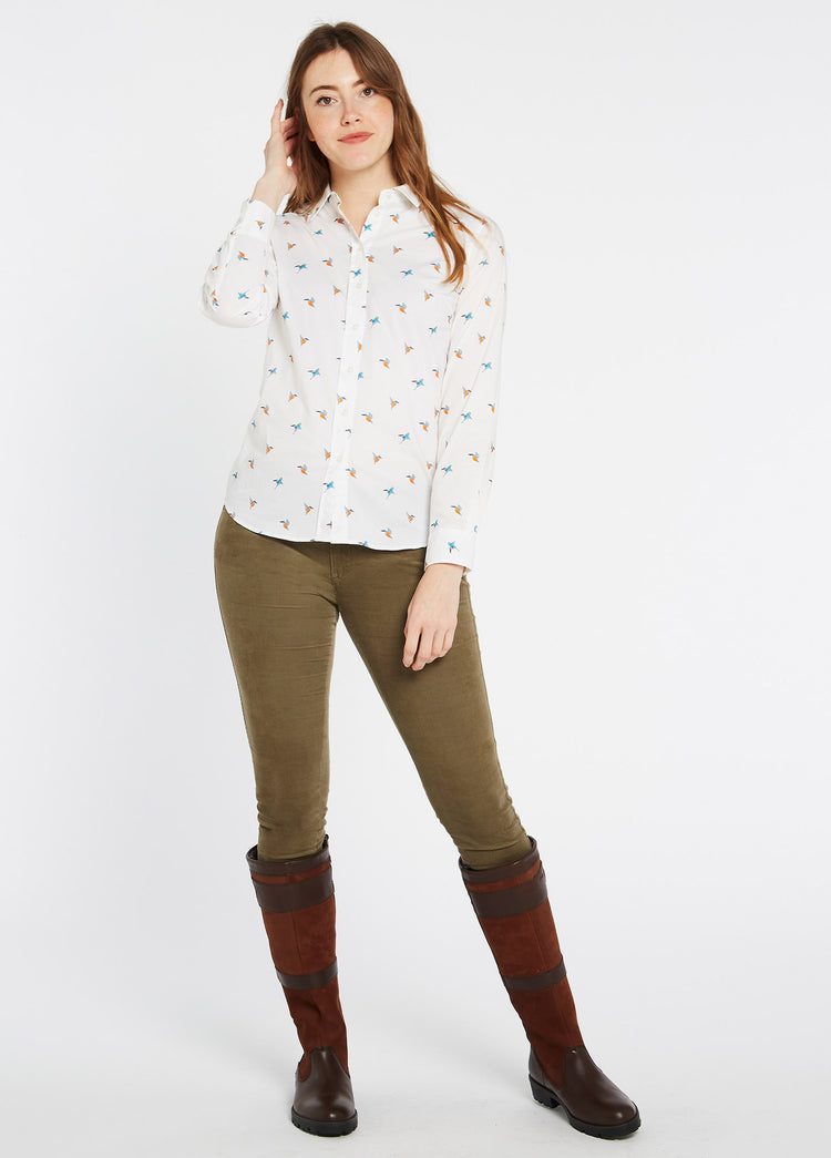 Firefly Ladies Kingfisher Print Shirt - White