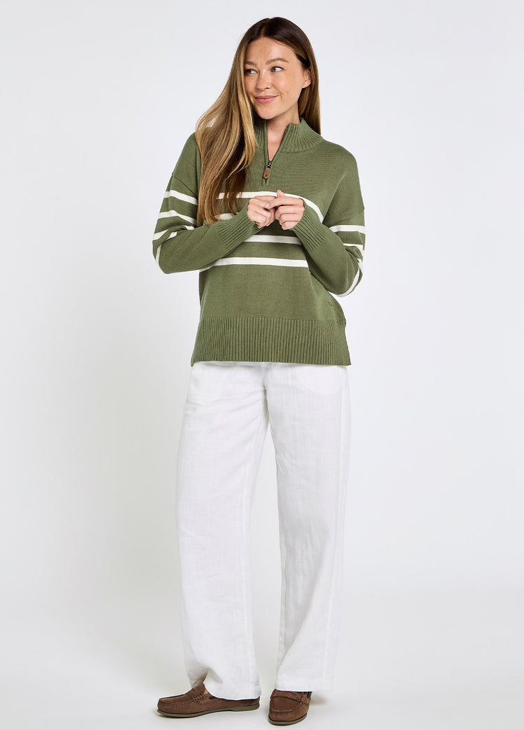 Fonthill Women’s Zip Neck Sweater - Kelp