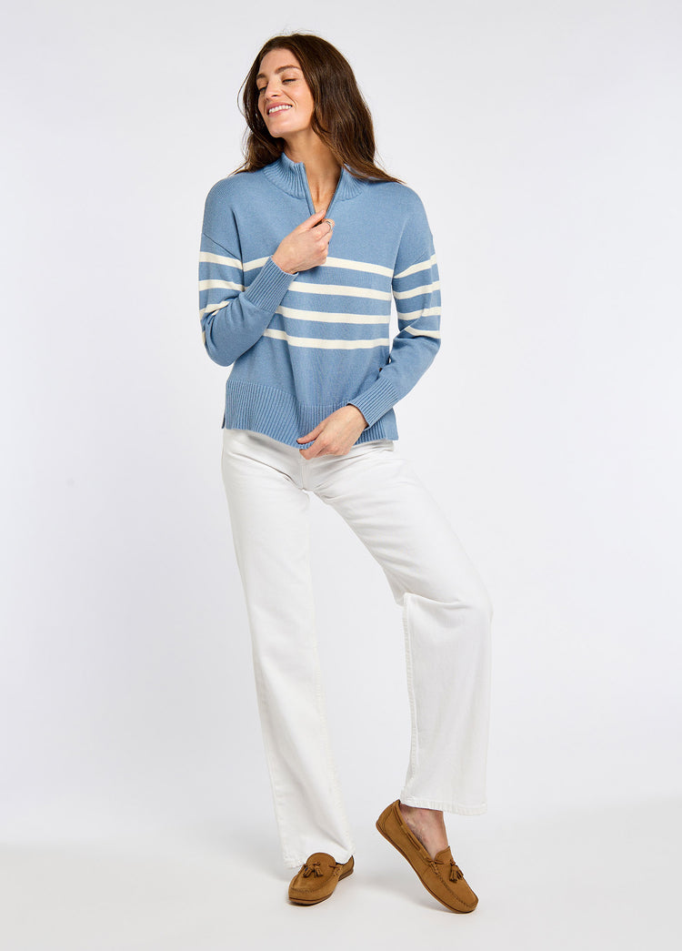 Fonthill Women’s Zip Neck Sweater - Dusty Blue