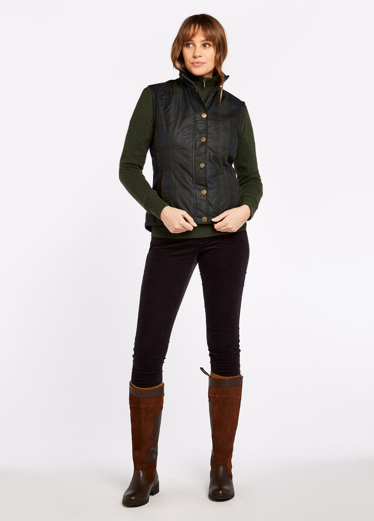 Grange Ladies Wax Gilet - Black Watch