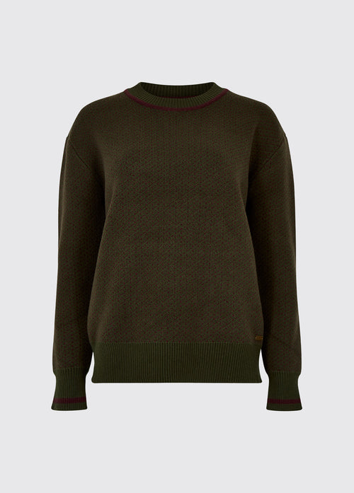 Huntington Ladies Round Neck Sweater - Olive
