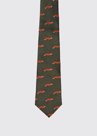 Kavanagh 100% silk fox motif tie - Olive