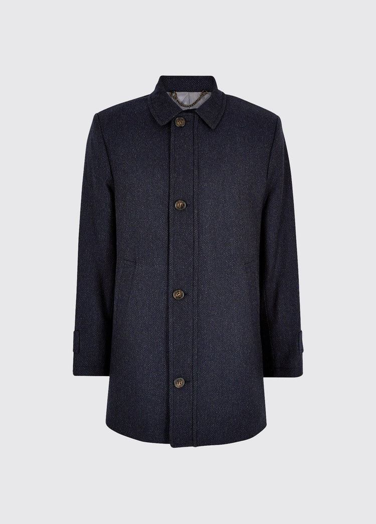 Kingham Mens Tweed Coat - Navy
