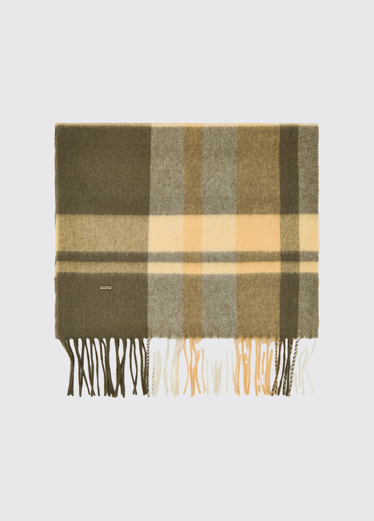 Kinvara Wool check scarf - Dusky Green
