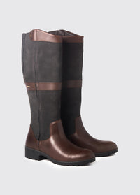 A pair of Dubarry walnut brown leather knee-high Sligo country boots with full zip