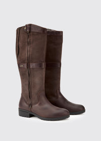 A pair of Dubarry java brown leather knee-high Sligo country boots with full zip