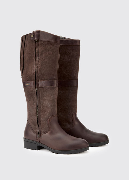 A pair of Dubarry java brown leather knee-high Sligo country boots with full zip
