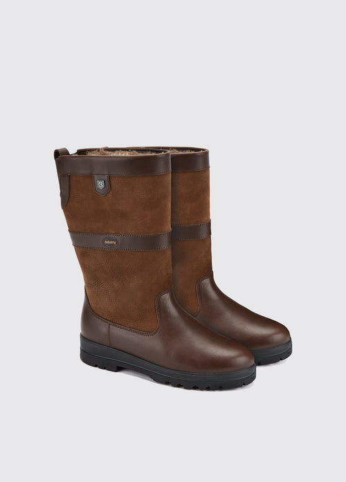 A pair of Dubarry ladies Donegal Country Boot, walnut coloured  leather ski style boot with finger pull