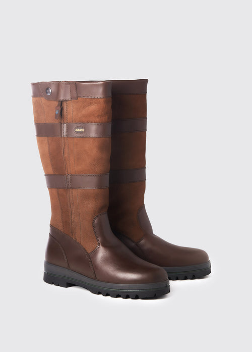 Pair of Dubarry Ladies, wider calf fitting Wexford country leather boots with side zip, walnut brown colour 