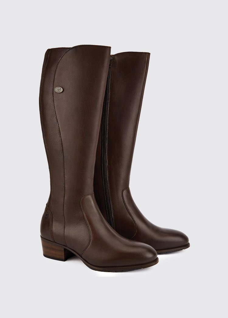 A pair of Ladies Dubarry knee-high Old Rum Downpatrick Country Boot with Full length zip fastening.