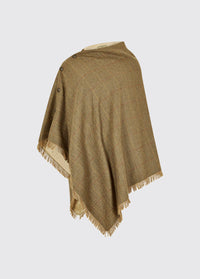 Dubarry women's Hazelwood Tweed Woodrose Poncho with brass coloured buttons.