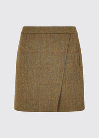 Dubarry women's Buckthorn Tweed Burren Skirt with zip at the back and two functional welted front pockets.