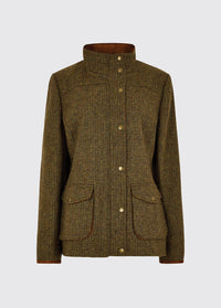 Dubarry women's Betony Tweed Heath Jacket with front zip, lined collar and cuffs. 
