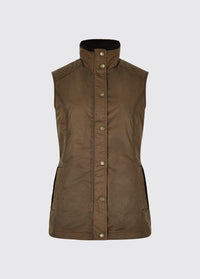 a Dubarry Pakenham wax gilet jacket, ginger brown colour with buttons and zip