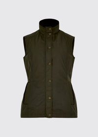 a Dubarry Pakenham wax gilet jacket, pine colour with buttons and zip