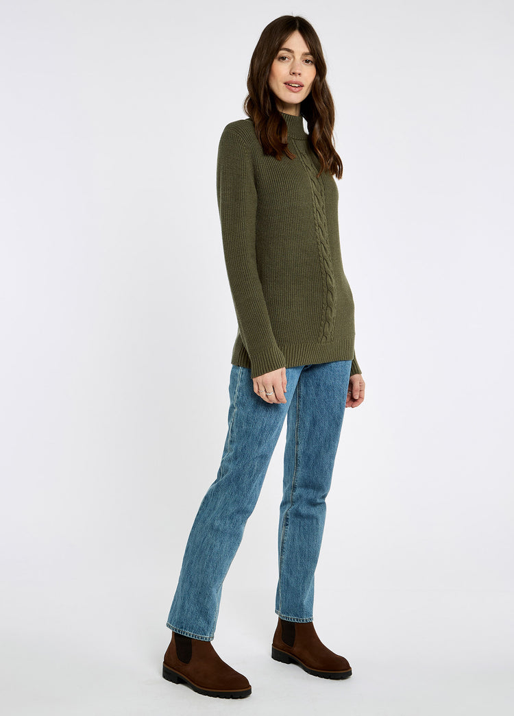 Lennon Women's sweater with mock neck - Dusky Green