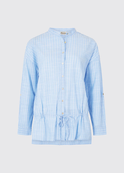 Magnolia Ladies Mandarin Collar Blouse - Pale Blue