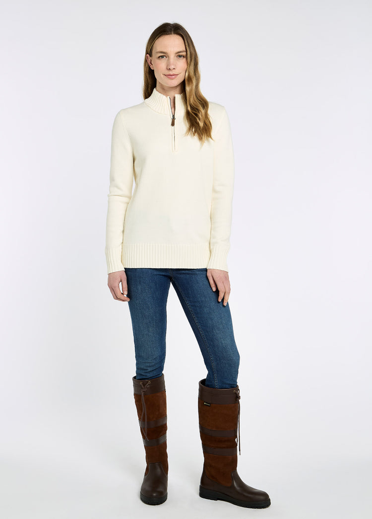 Markham Women's zip neck sweater - Chalk