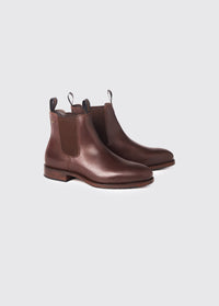 A pair of Dubarry Kerry Chelsea boots for men, Mahogany coloured leather with elasticated side gussets with front and heel finger pulls