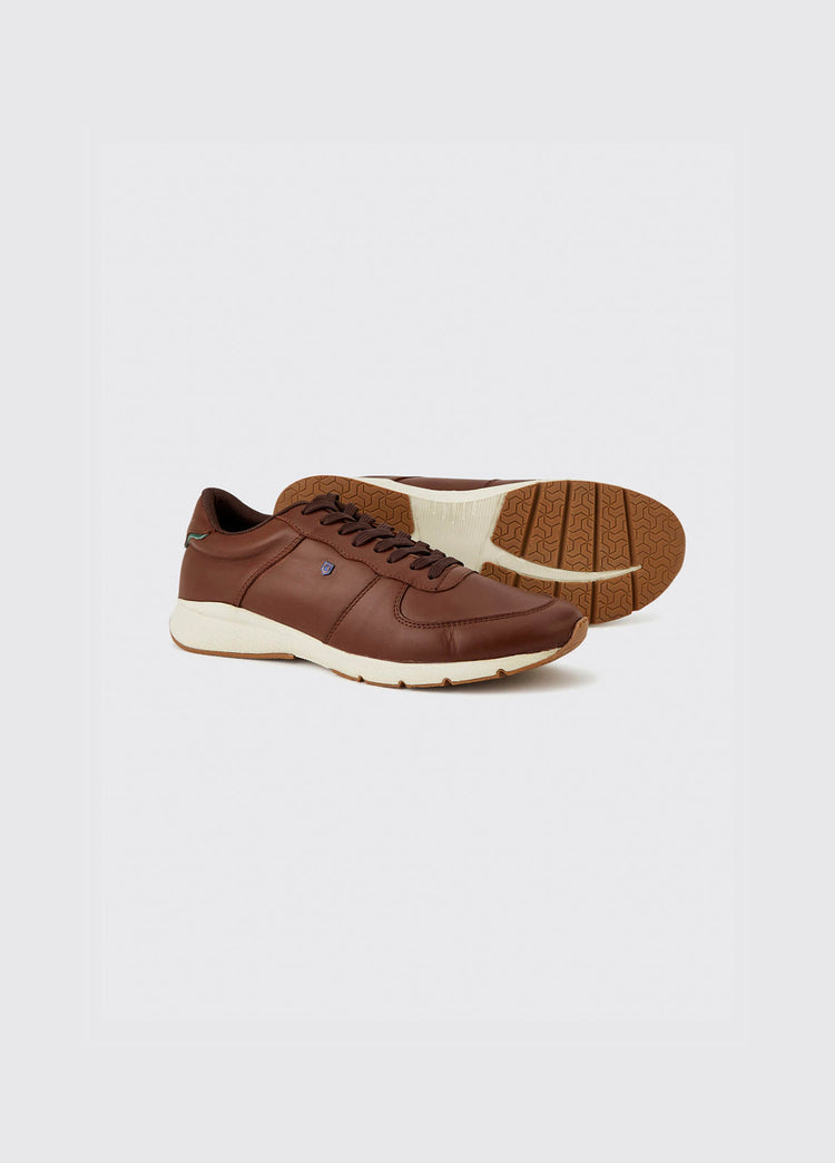 Kiel Mens Leather Trainer - Brown