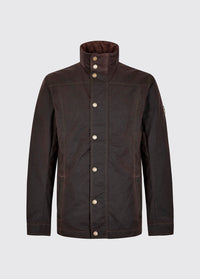 A java brown coloured Dubarry Carrickfergus waxed jacket with buttons and two pockets