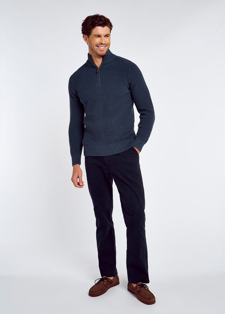 Portmarnock Men’s Fisherman Zip Neck - Denim