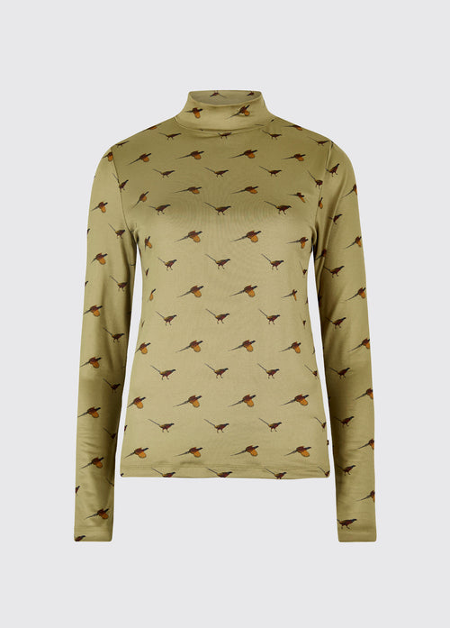 Reynolds Women's soft printed mock neck top - Dusky Green