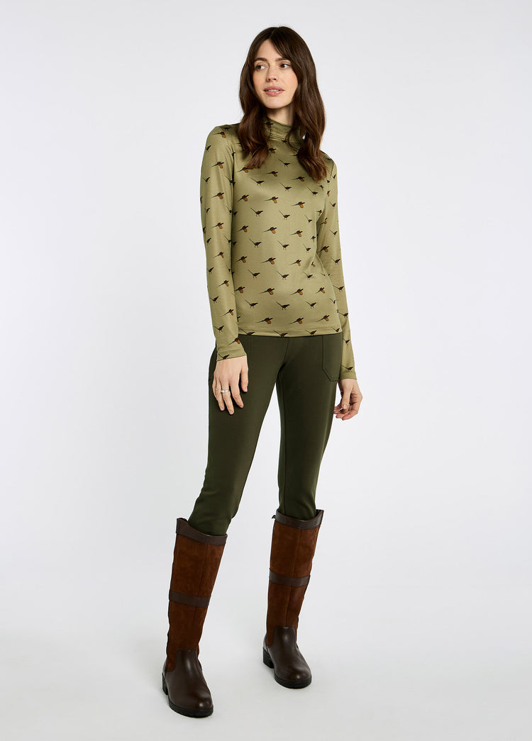 Reynolds Women's soft printed mock neck top - Dusky Green