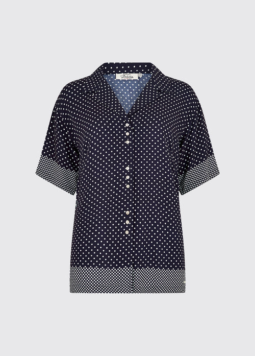 Wisteria Ladies Short Sleeved Shirt - Navy