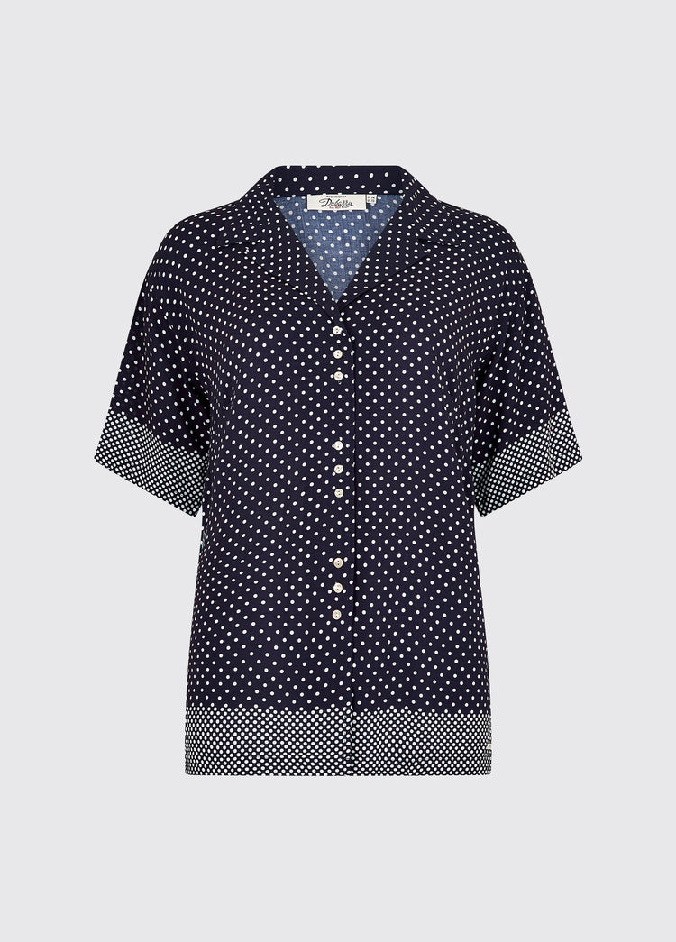 Wisteria Ladies Short Sleeved Shirt - Navy
