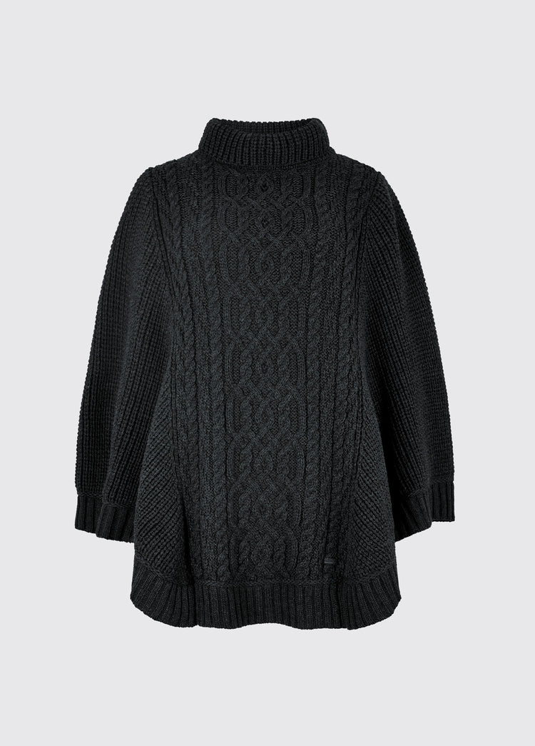 Kilronan Women’s Merino Poncho - Charcoal