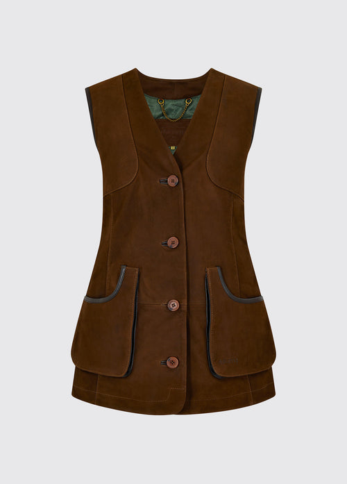 Woodland Leather Shooting Gilet - Walnut