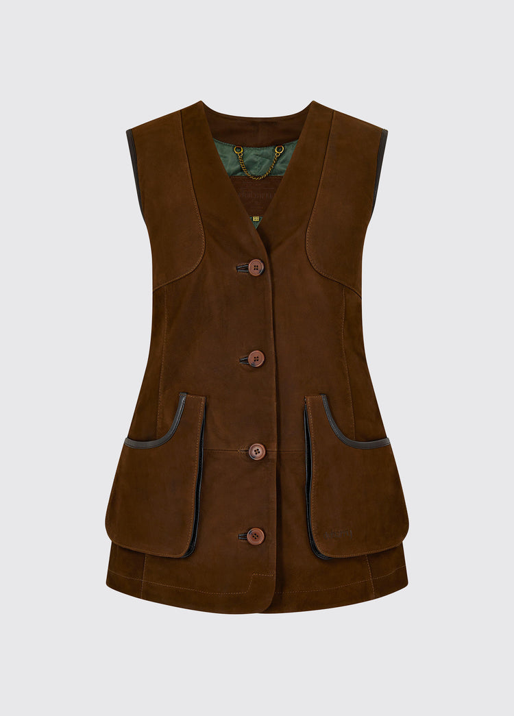 Woodland Leather Shooting Gilet - Walnut